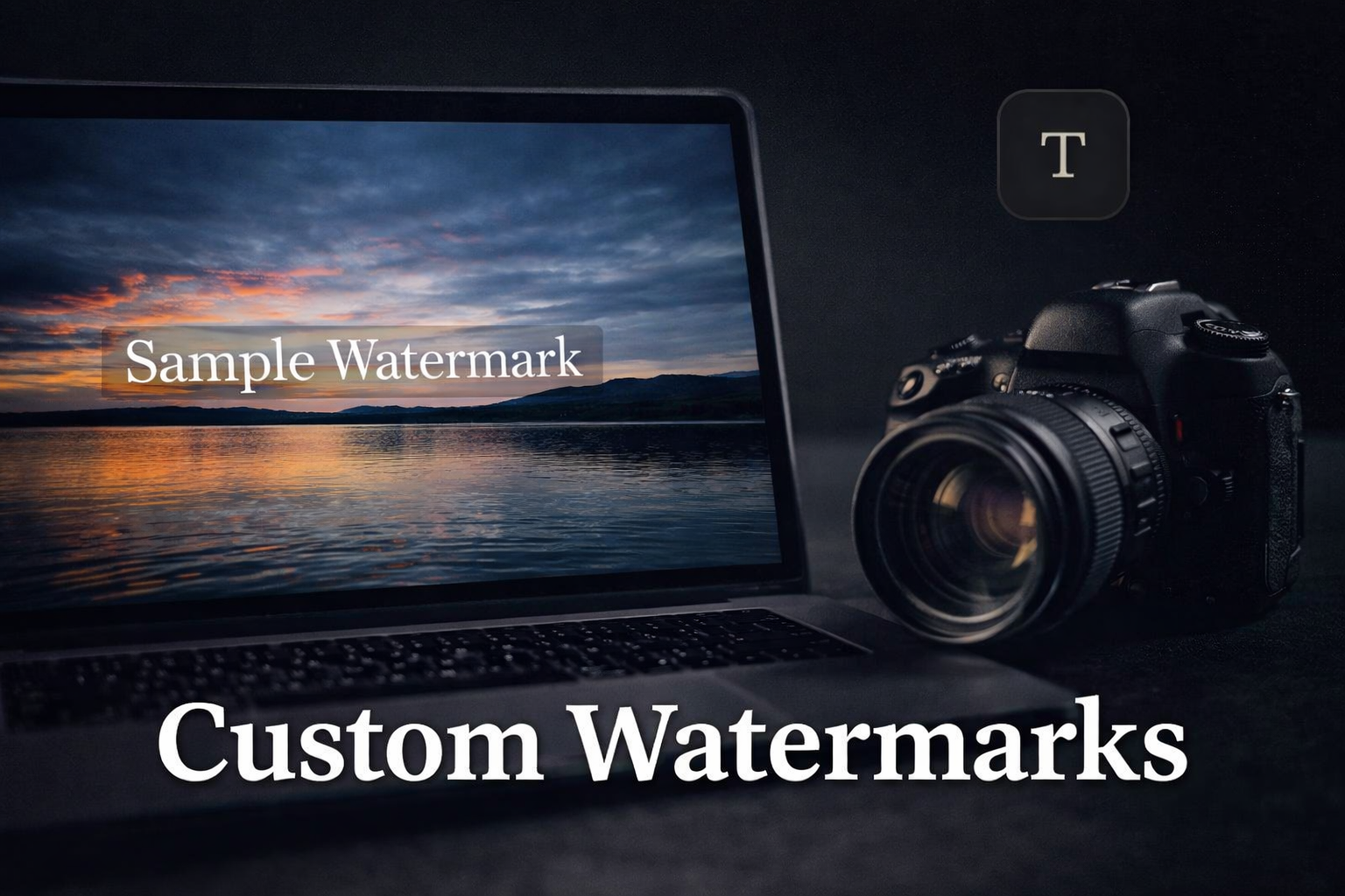 Custom text watermark on a photo